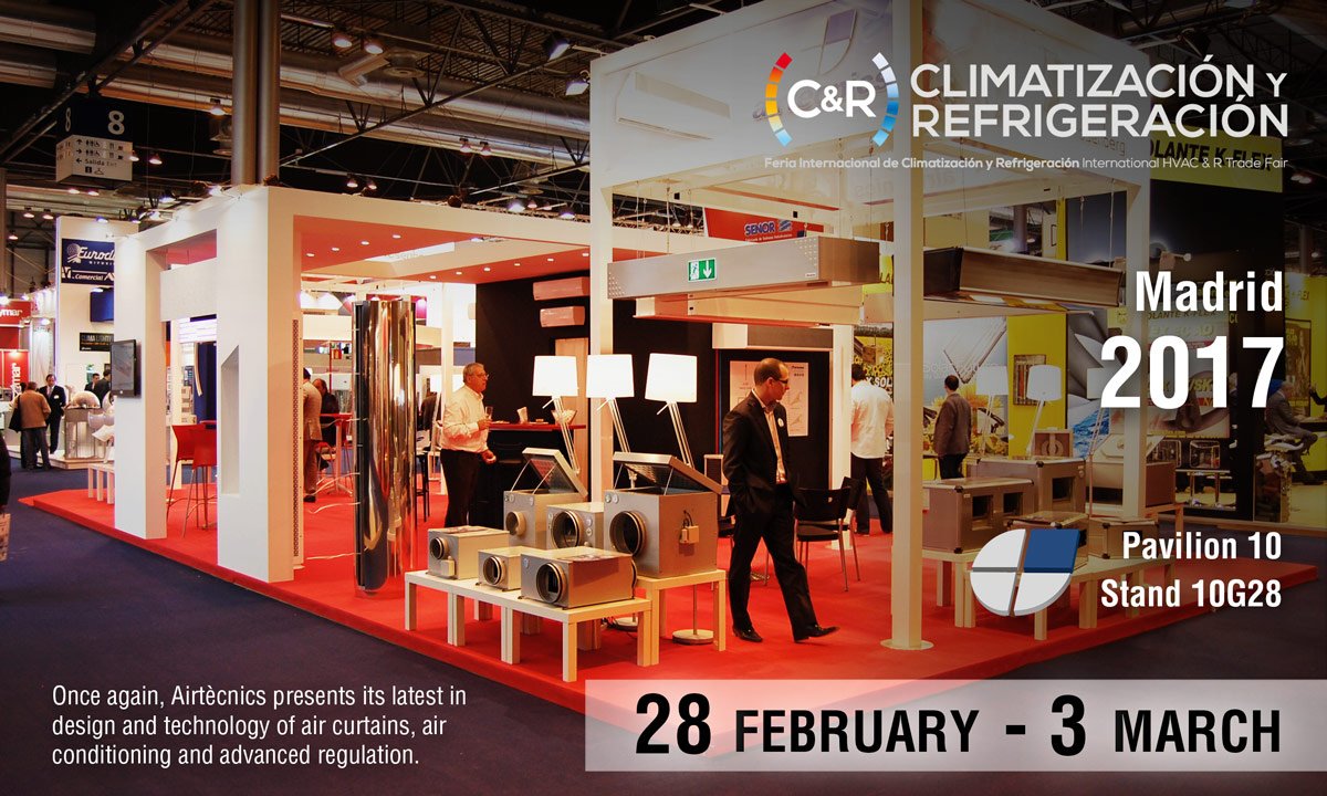 Once again, Airtècnics will be present at the International Air-Conditioning, Heating, Ventilation and Refrigeration Exhibition (C&R 2017) that is taking place from the 28th of February to the 3rd of March at Feria de Madrid exhibition center, with the aim of becoming the epicentre of the most cutting-edge technology and show the latest I+D developments of this industry. It is a scenario where the leading international agents of the sector will meet to strengthen professional relations and share information and knowledge.