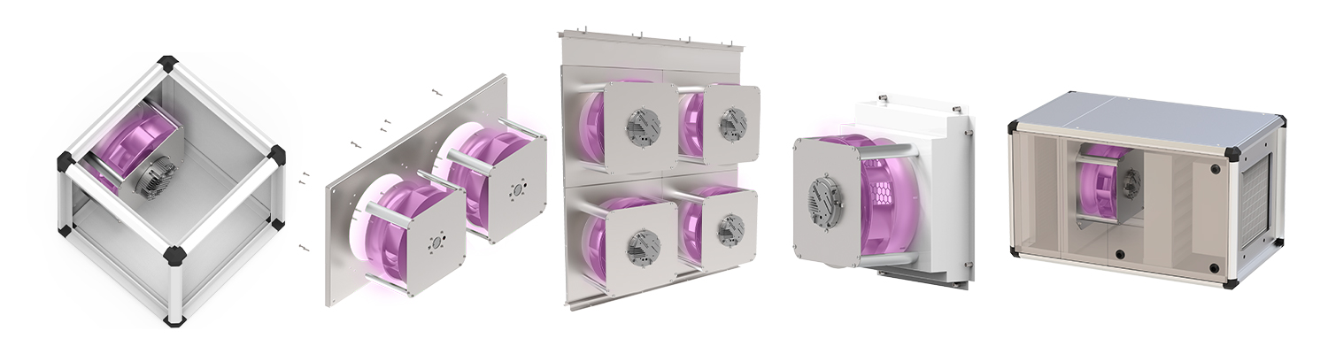 Aplicaciones para el ventilador de pala hacia atrás, con fotocatálisis para purificación de aire Aplicaciones para el ventilador de pala hacia atrás, con fotocatálisis para purificación de aire